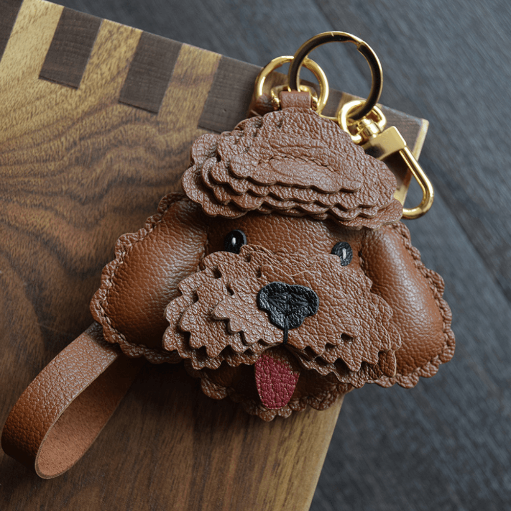 Charm Poodle – chic poodle design – stylish bag accessory – personalize your look - Charm Poodle – chic poodle design – stylish bag accessory – personalize your look - Brown / 18K Gold-Plated Hook (Keychain Style) - Bag Charm - Cíelo Fióra Atelier