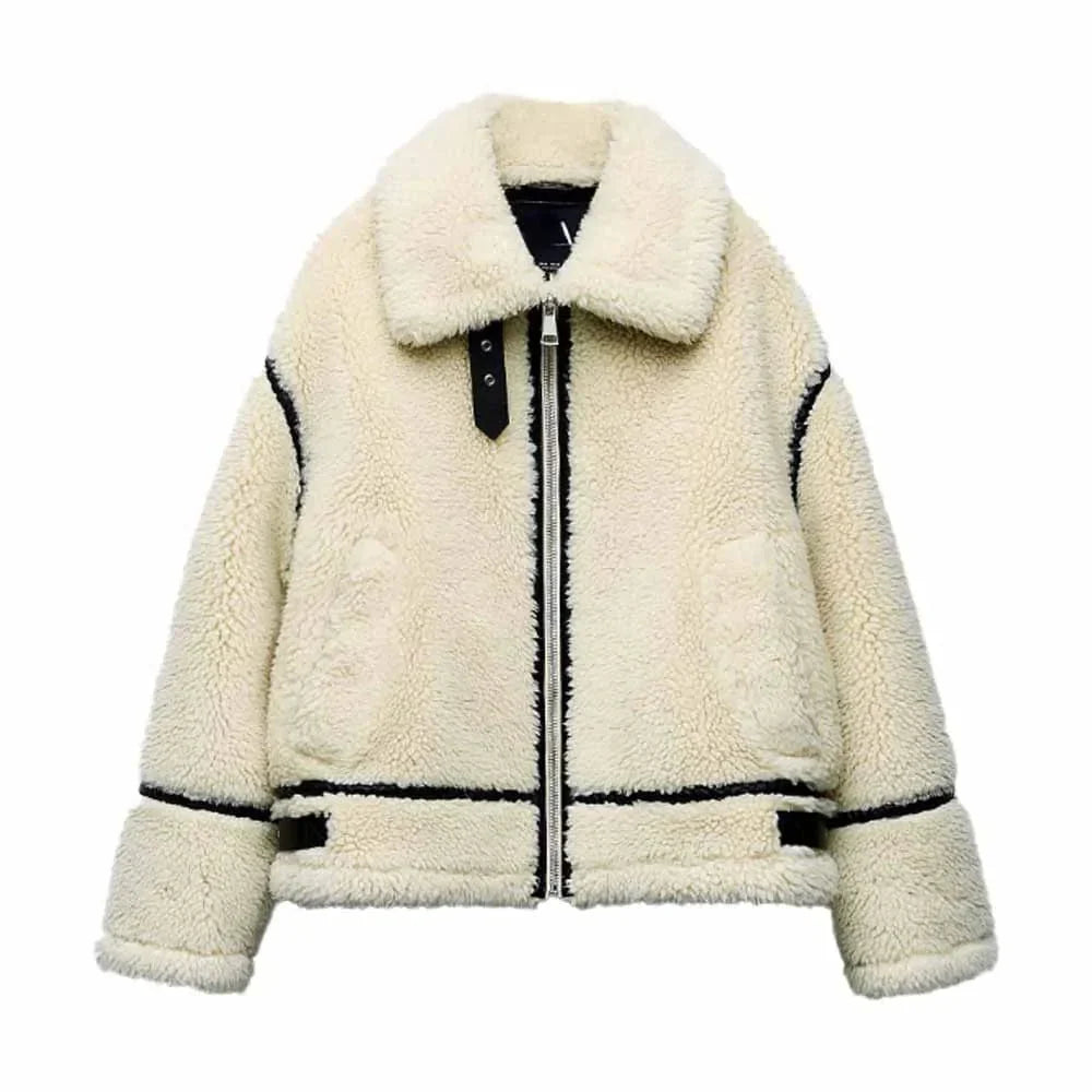 Adriana – Soft plush texture – Teddy coat-Apparel & Accessories > Clothing > Outerwear > Coats > Women's Teddy Coats-Cíelo Fióra Atelier