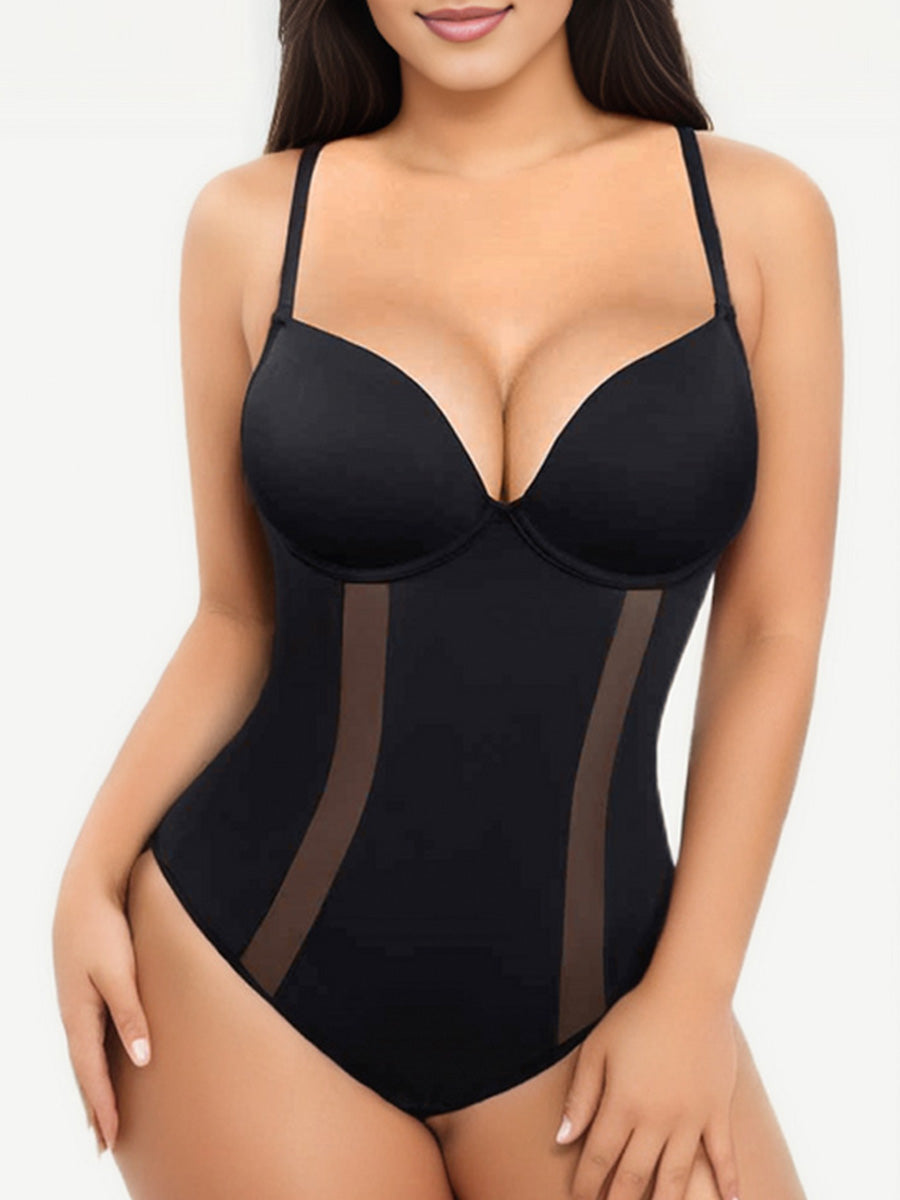 Agnese – Built-in compression – Mesh U-back body-Apparel & Accessories > Clothing > Underwear & Shapewear > Shapewear > U-Back Bodysuits-Cíelo Fióra Atelier