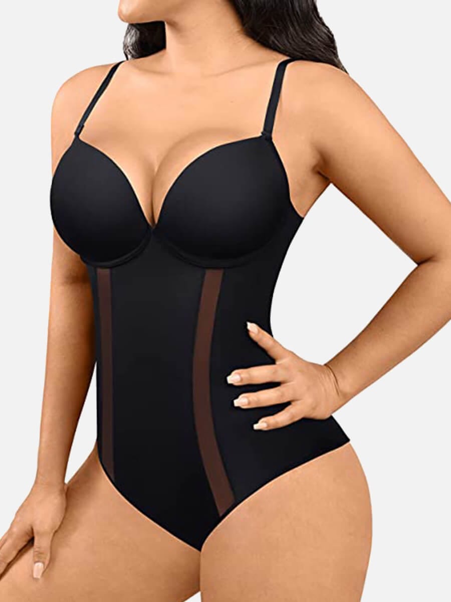 Agnese – Built-in compression – Mesh U-back body-Apparel & Accessories > Clothing > Underwear & Shapewear > Shapewear > U-Back Bodysuits-Cíelo Fióra Atelier