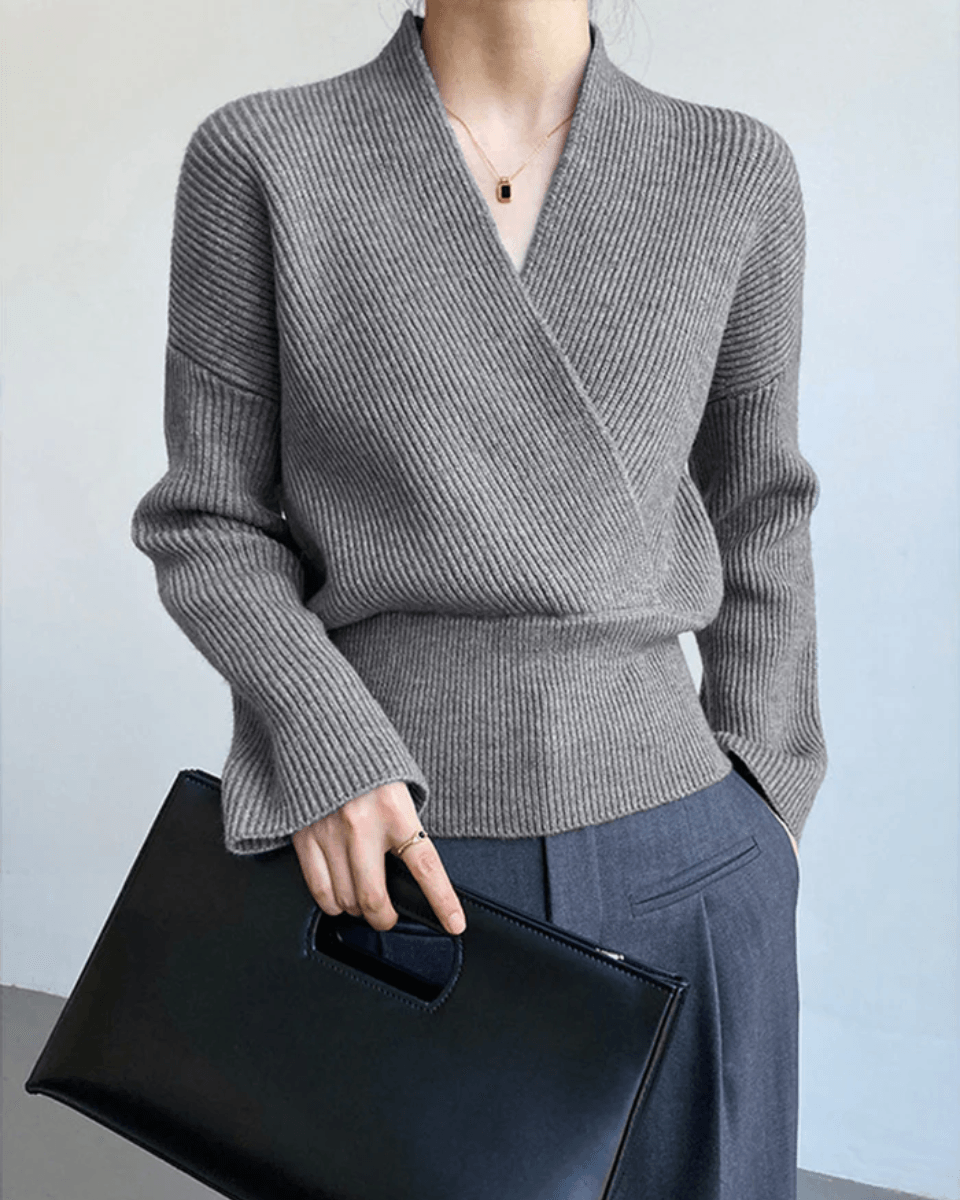 Allegra – Textured knit – Wrap sweater-Apparel & Accessories > Clothing > Sweaters > Wrap Sweaters-Cíelo Fióra Atelier