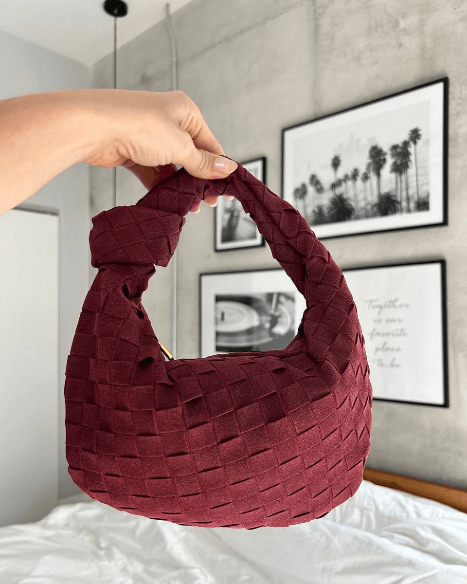 Amara – Chic knot details – Woven suede handbag-Apparel & Accessories > Handbags, Wallets & Cases > Handbags > Mini Bags-Cíelo Fióra Atelier