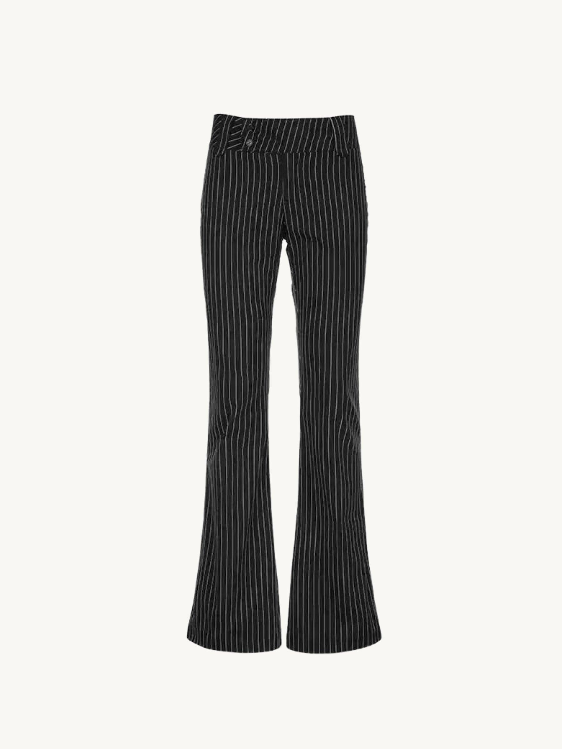 Amarilla – Pinstripe pattern – Flared trousers-Apparel & Accessories > Clothing > Pants > Flared Pants-Cíelo Fióra Atelier