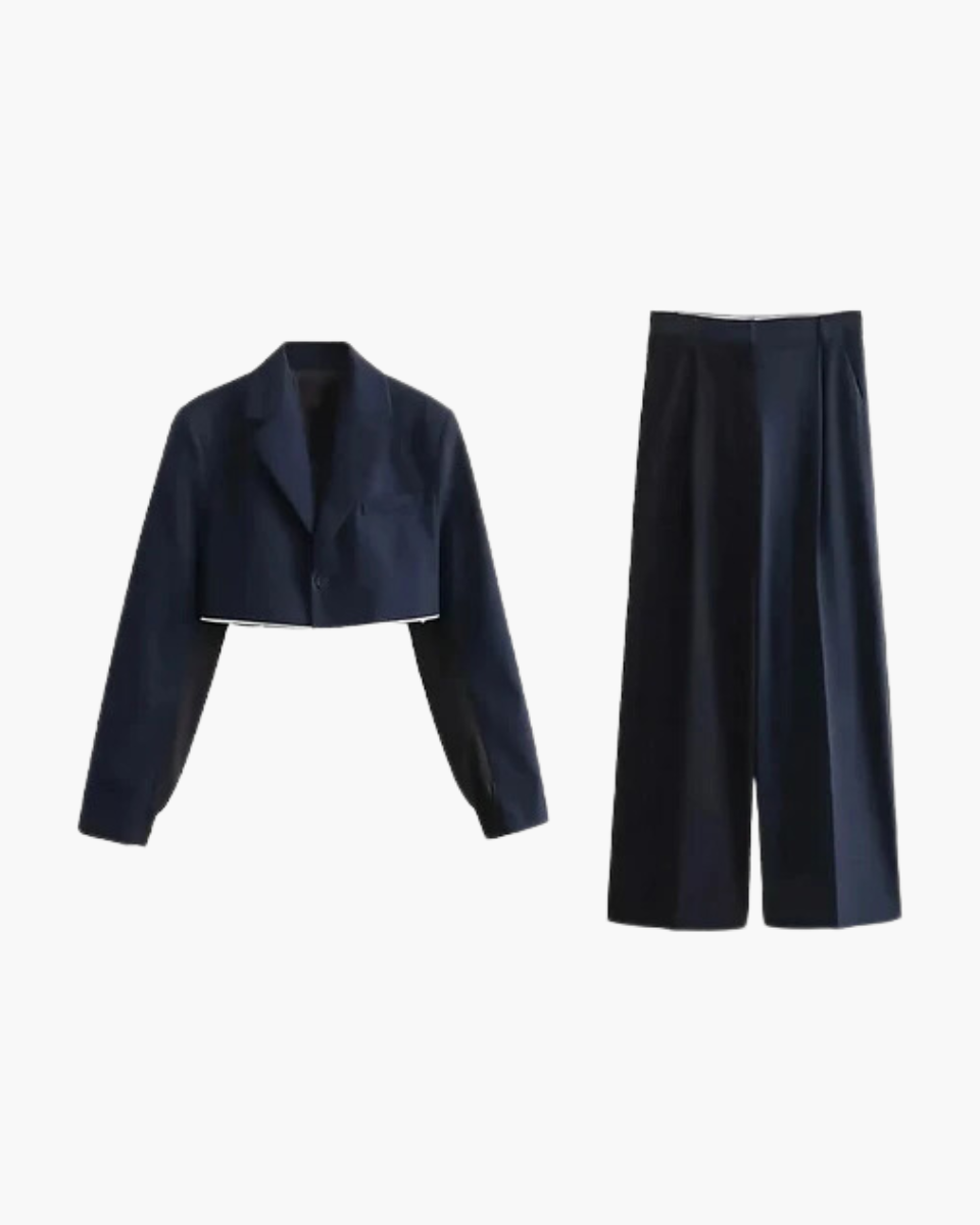 Amelorie – Cropped jacket and trousers – Tailored suit set-Apparel & Accessories > Clothing > Outfits & Sets > Tailored Two-Piece Sets-Cíelo Fióra Atelier