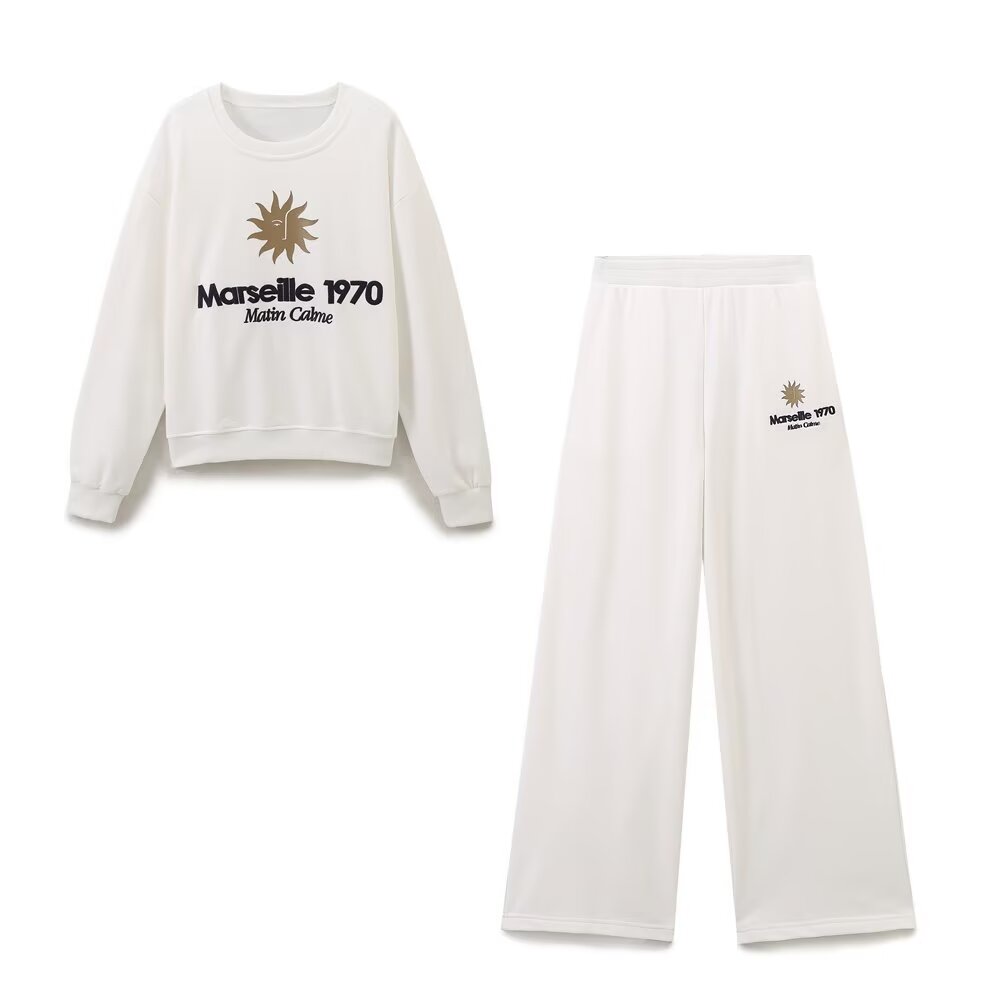 Antoinette – Crew neck sweatshirt – Wide pants – Marseille lounge set-Apparel & Accessories > Clothing > Activewear > Loungewear Sets-Cíelo Fióra Atelier