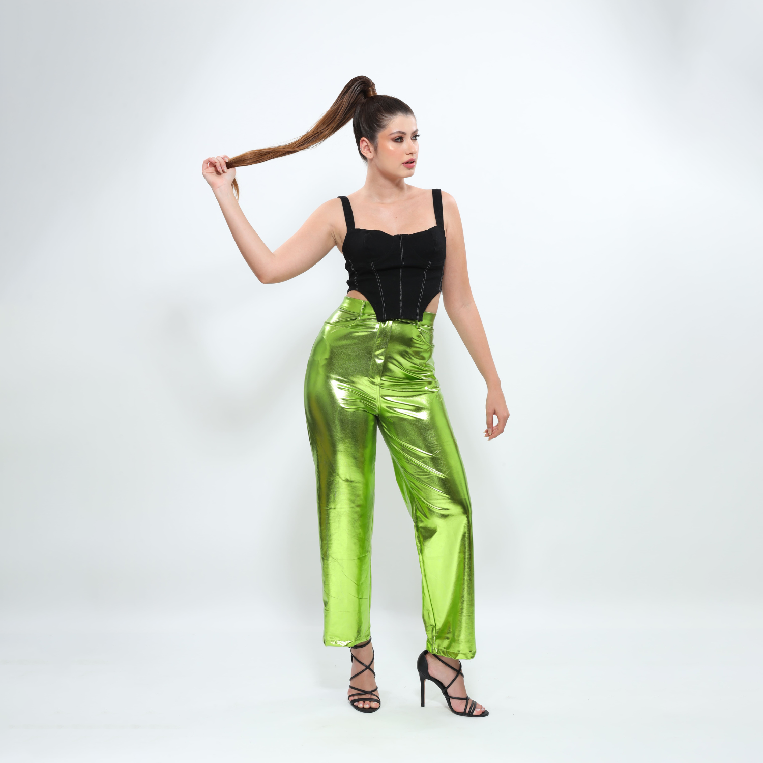 Aquira – Metallic pastel hues – Satin trousers-Apparel & Accessories > Clothing > Pants > Statement Pants-Cíelo Fióra Atelier