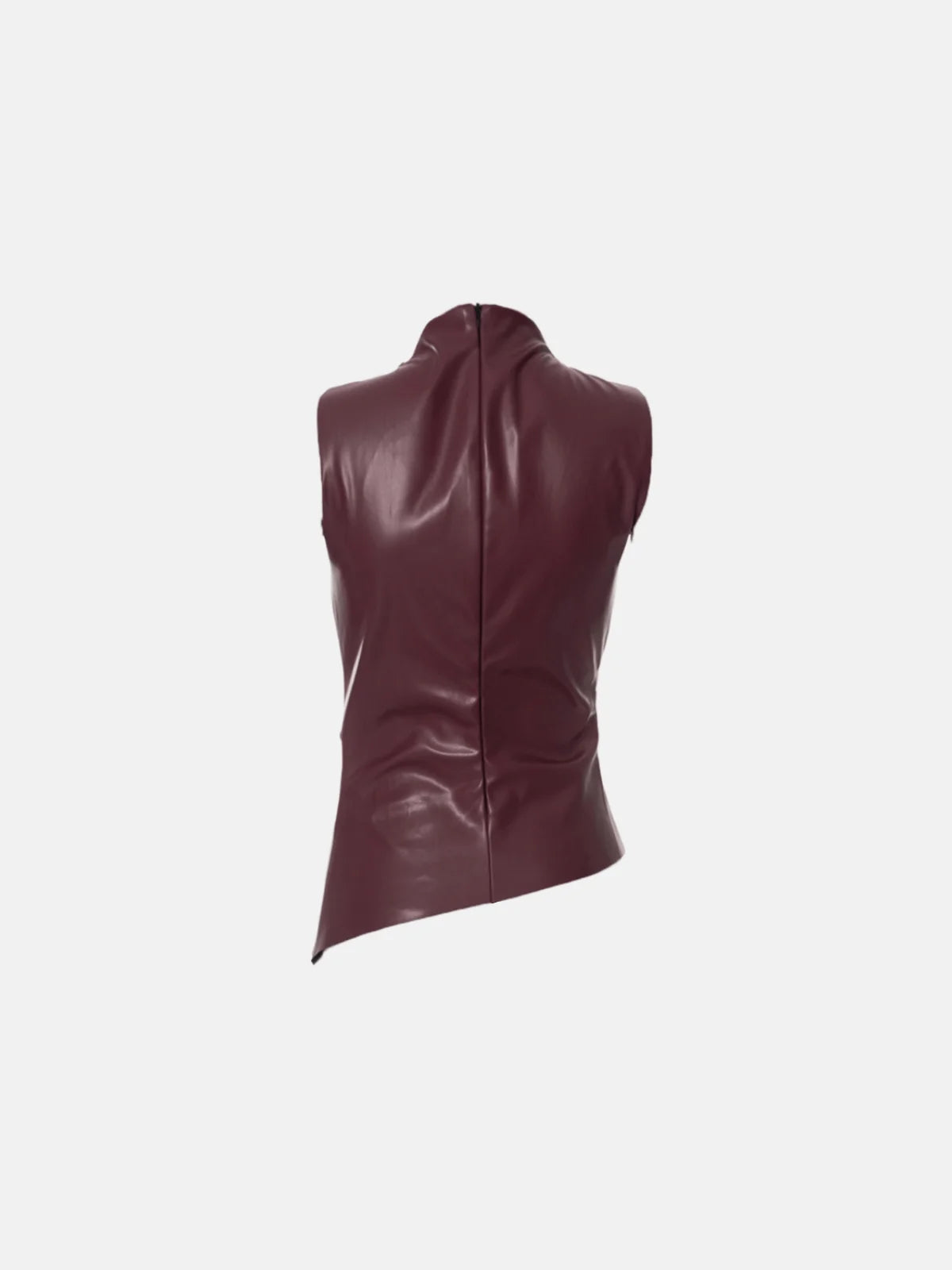 Arietta – Asymmetrical hemline – Faux leather top-Apparel & Accessories > Clothing > Tops > Sleeveless Tops-Cíelo Fióra Atelier