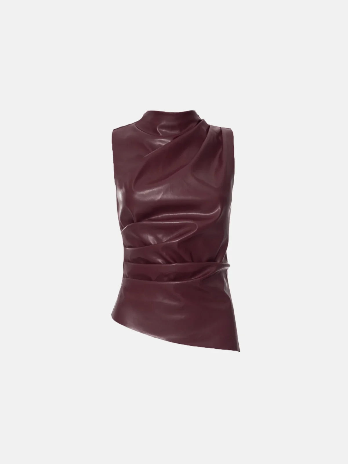 Arietta – Asymmetrical hemline – Faux leather top-Apparel & Accessories > Clothing > Tops > Sleeveless Tops-Cíelo Fióra Atelier