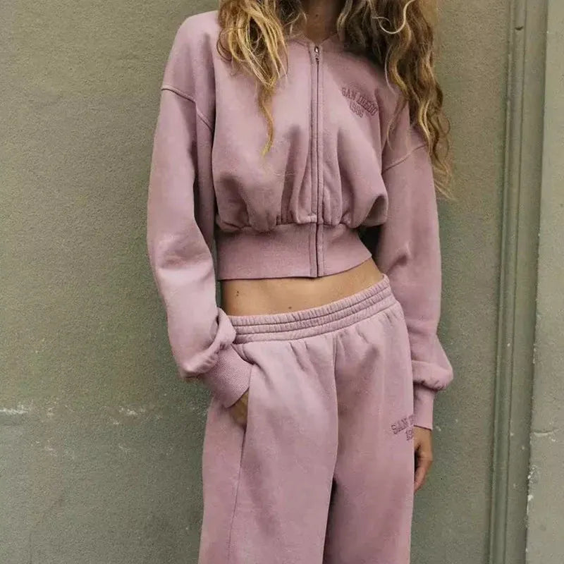 Astrid – Zip-up jacket & jogger pants – San Francisco lounge set-Apparel & Accessories > Clothing > Activewear > Loungewear Sets-Cíelo Fióra Atelier