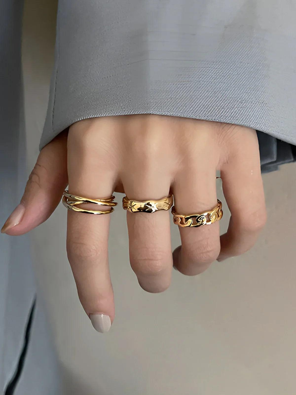 Auriane – Twisted design – Hoop ring trio-Apparel & Accessories > Jewelry > Rings > Stackable Rings-Cíelo Fióra Atelier