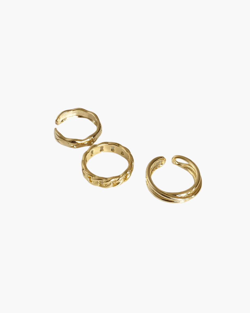 Auriane – Twisted design – Hoop ring trio-Apparel & Accessories > Jewelry > Rings > Stackable Rings-Cíelo Fióra Atelier