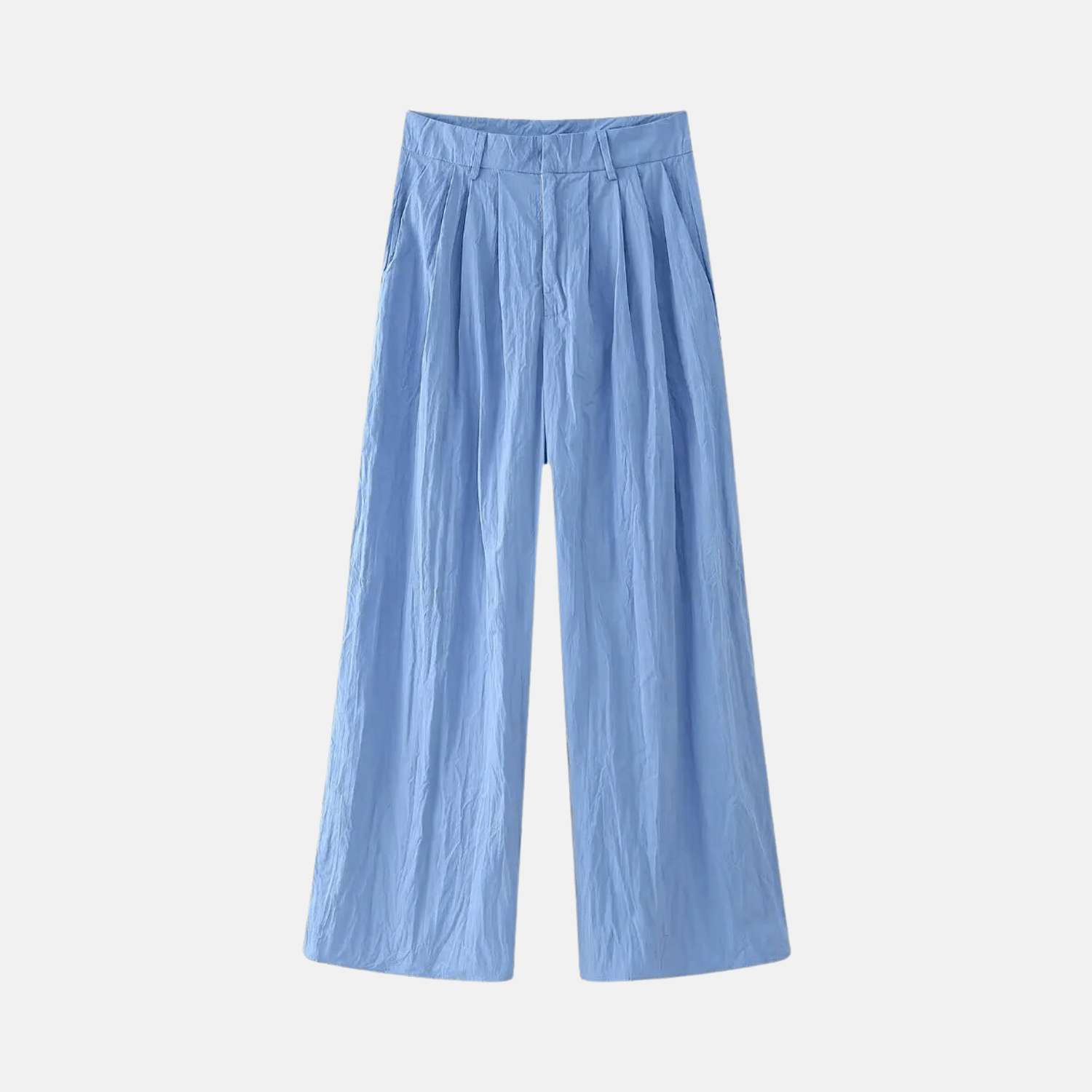 Azur – Front pleats – Chic trousers-Apparel & Accessories > Clothing > Pants > Wide-Leg Trousers-Cíelo Fióra Atelier