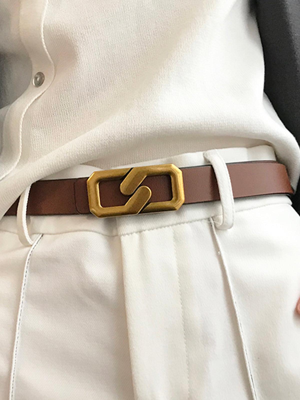 Benique – Polished metallic buckle – Belt-Apparel & Accessories > Clothing Accessories > Belts > Fashion Belts-Cíelo Fióra Atelier