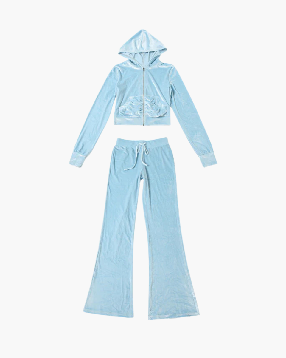 Cameline – Velour sweatpants – Set-Apparel & Accessories > Clothing > Activewear > Tracksuits > Sweatpants Sets-Cíelo Fióra Atelier