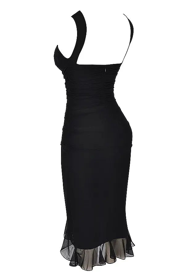 Caprice – Stretch mesh – Black dress-Apparel & Accessories > Clothing > Dresses > Evening Dresses-Cíelo Fióra Atelier