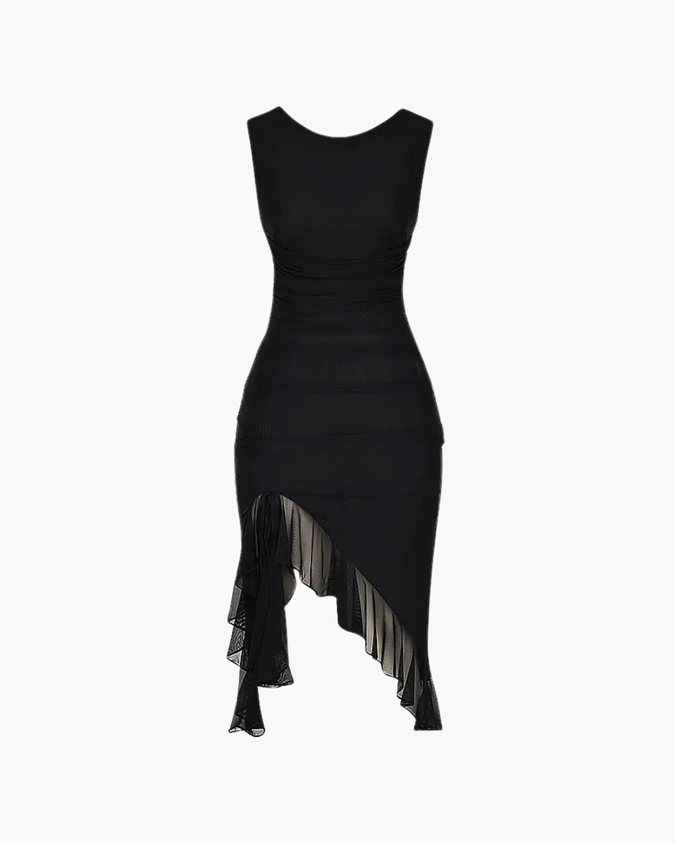 Caprice – Stretch mesh – Black dress-Apparel & Accessories > Clothing > Dresses > Evening Dresses-Cíelo Fióra Atelier