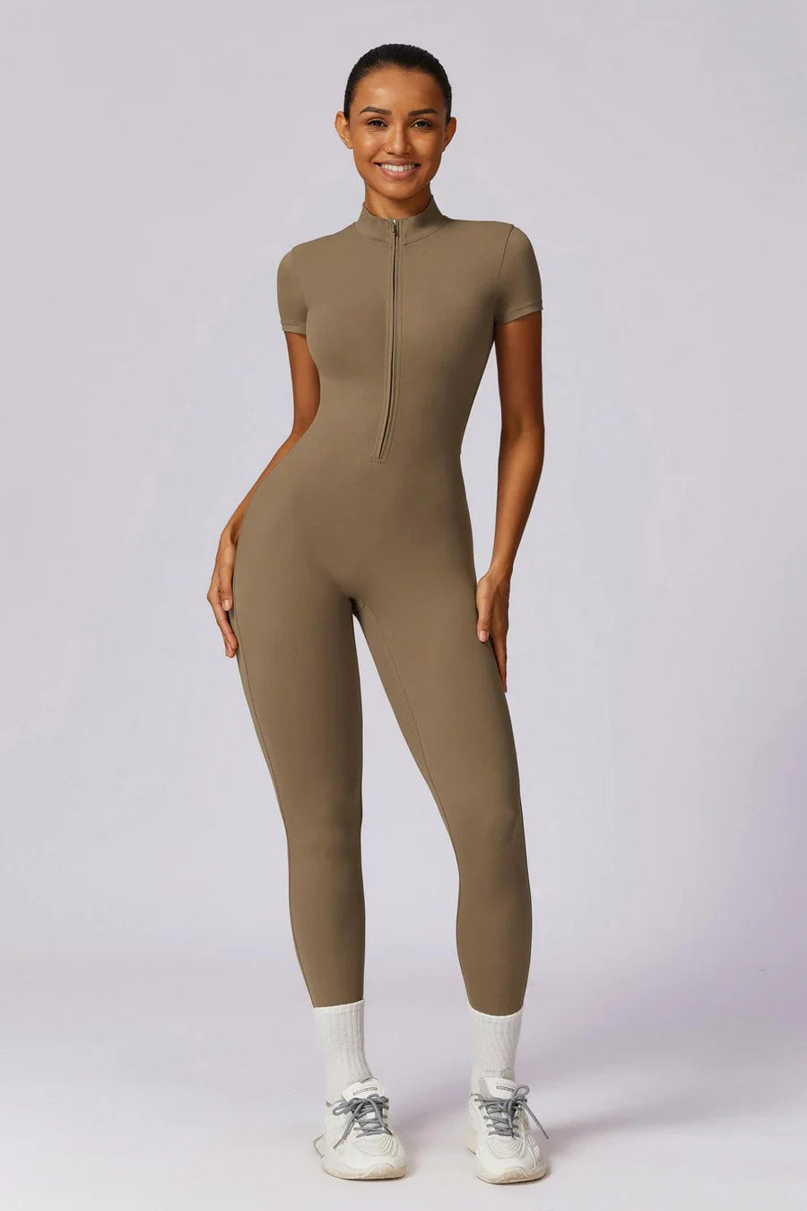 Casilda – Streamlined silhouette – All-day workout suit-Apparel & Accessories > Clothing > Activewear > Jumpsuits > Short Sleeve Jumpsuits-Cíelo Fióra Atelier