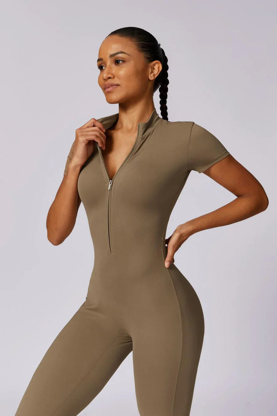 Casilda – Streamlined silhouette – All-day workout suit-Apparel & Accessories > Clothing > Activewear > Jumpsuits > Short Sleeve Jumpsuits-Cíelo Fióra Atelier