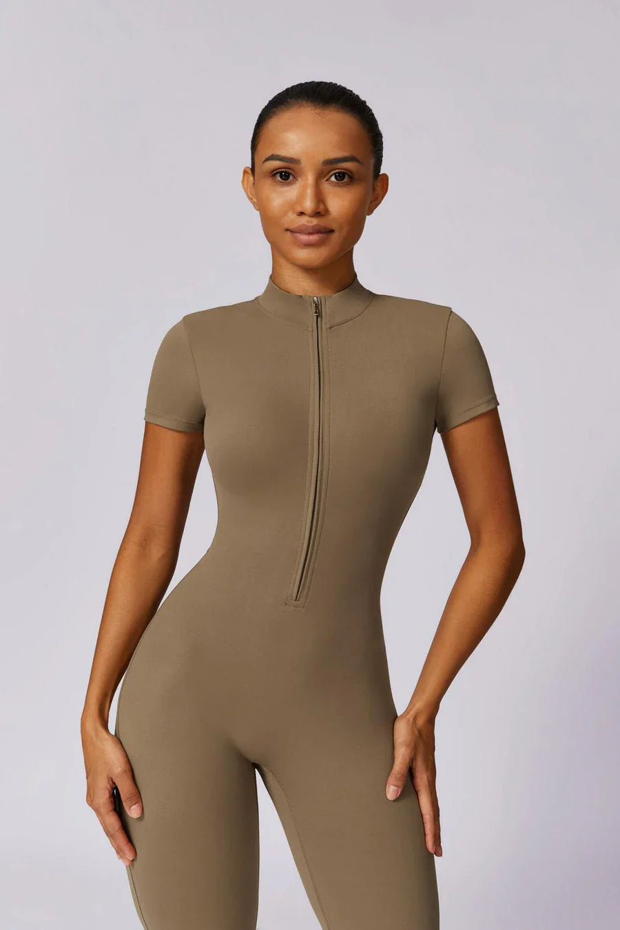 Casilda – Streamlined silhouette – All-day workout suit-Apparel & Accessories > Clothing > Activewear > Jumpsuits > Short Sleeve Jumpsuits-Cíelo Fióra Atelier