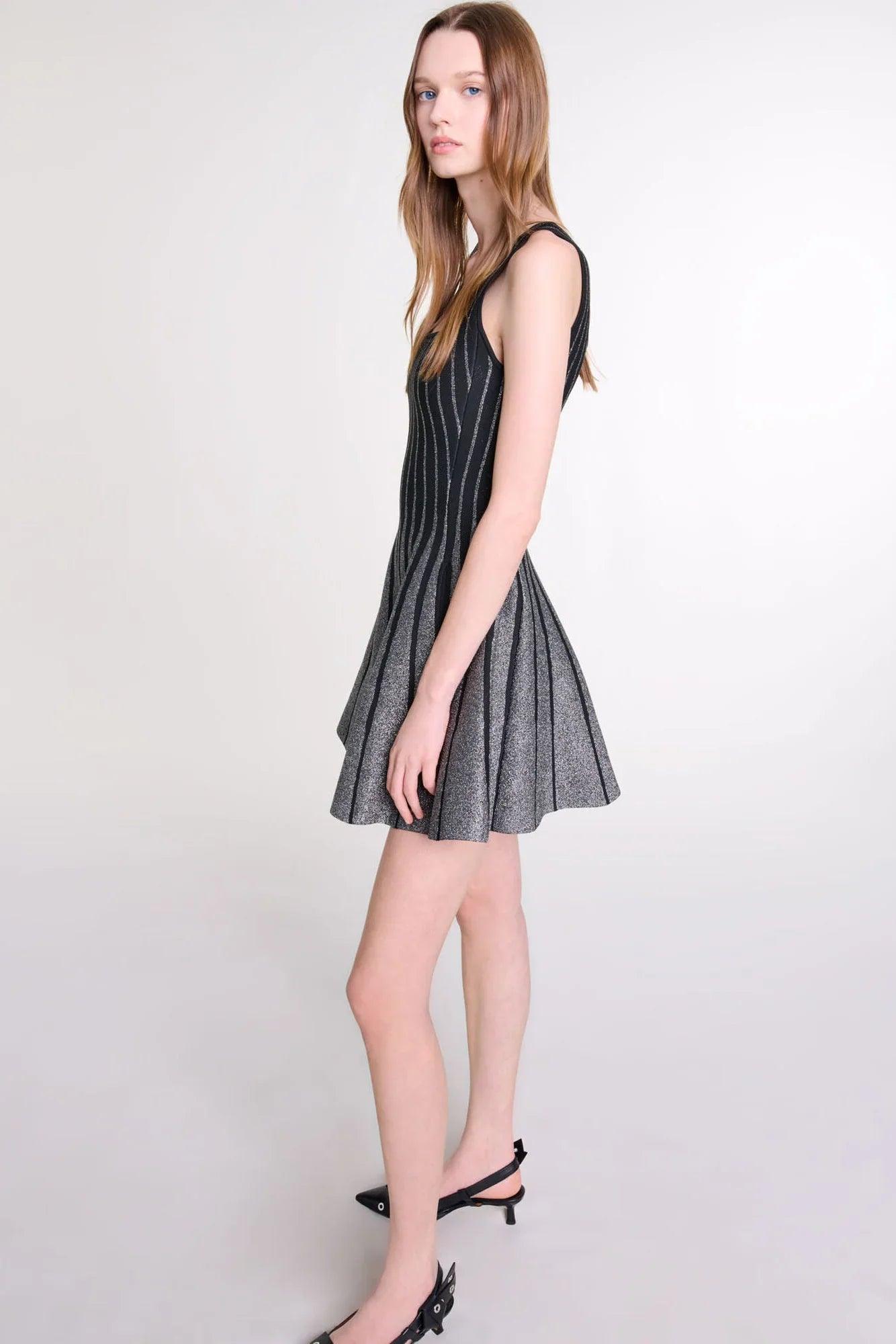 Cassara – Glitter stripe design – Mini dress-Apparel & Accessories > Clothing > Dresses > Party Dresses-Cíelo Fióra Atelier