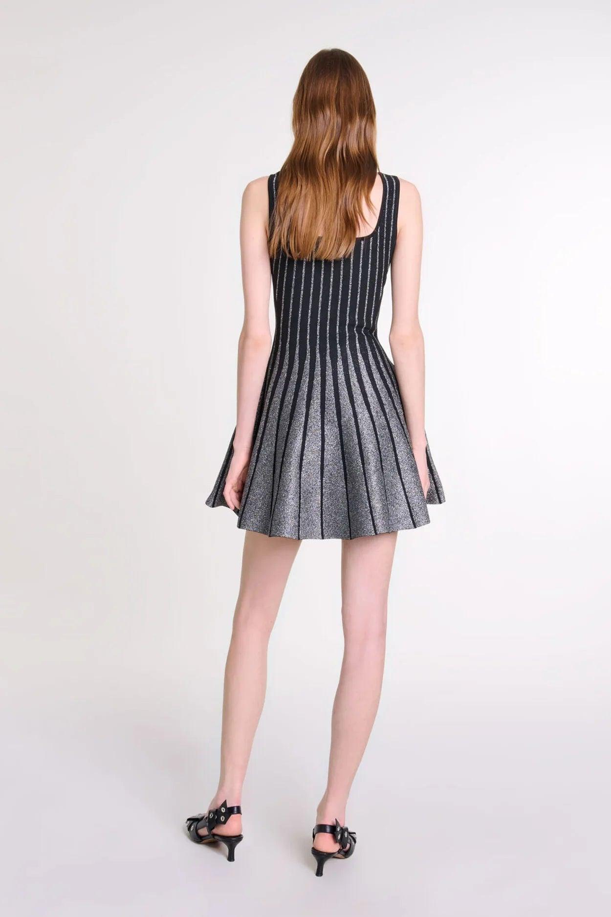 Cassara – Glitter stripe design – Mini dress-Apparel & Accessories > Clothing > Dresses > Party Dresses-Cíelo Fióra Atelier