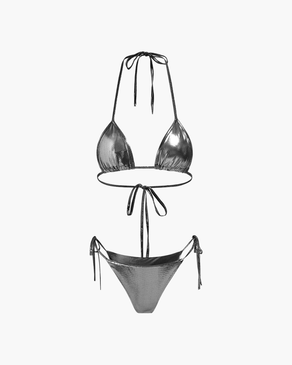 Cazara – Bold design – Reflective bikini set-Apparel & Accessories > Clothing > Swimwear > Bikini Sets-Cíelo Fióra Atelier