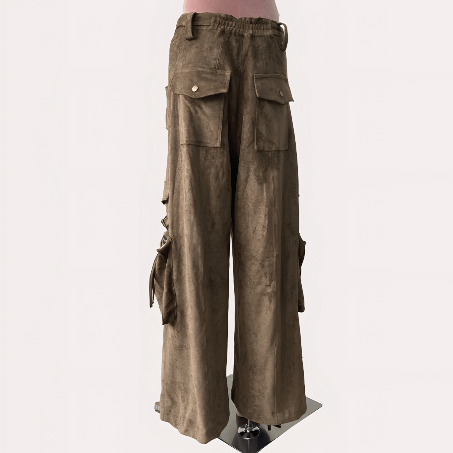 Cazura – Metallic accents – Velvet cargo pants-Apparel & Accessories > Clothing > Pants > Cargo Pants-Cíelo Fióra Atelier