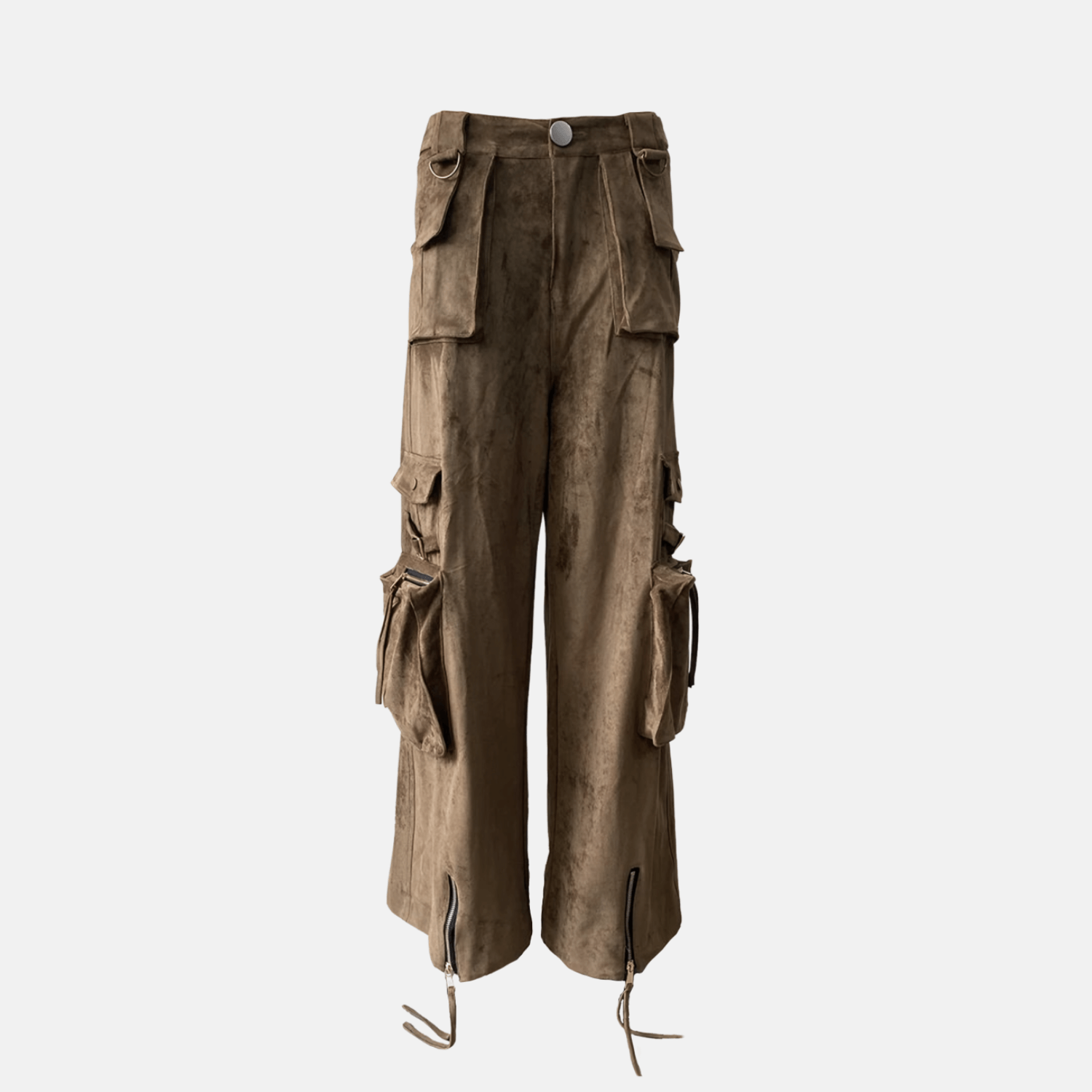 Cazura – Metallic accents – Velvet cargo pants-Apparel & Accessories > Clothing > Pants > Cargo Pants-Cíelo Fióra Atelier