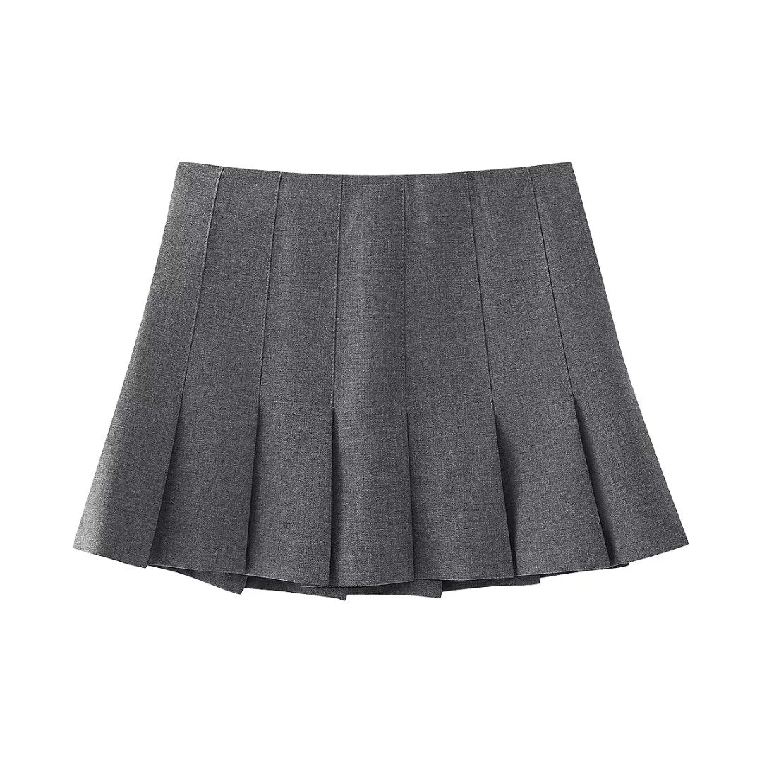 Cézanne – Low-rise fit – Woolen pleated mini skirt-Apparel & Accessories > Clothing > Skirts > Pleated Skirts-Cíelo Fióra Atelier