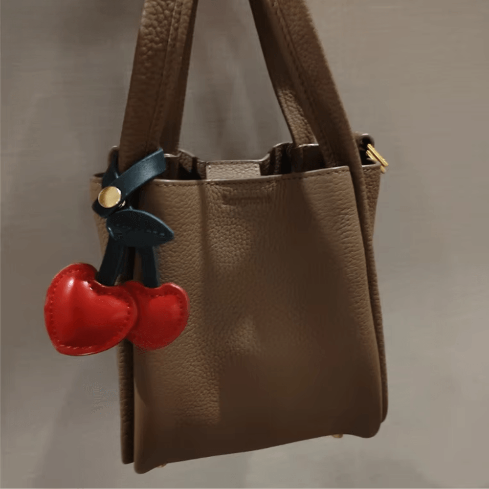 Cherry – Playful cherry design – Bag charm-Apparel & Accessories > Handbags, Wallets & Cases > Handbag Accessories > Charms-Cíelo Fióra Atelier