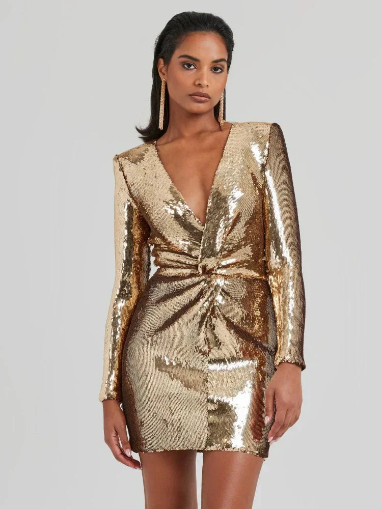 Clémence – Shimmering finish – Mini dress-Apparel & Accessories > Clothing > Dresses > Metallic Dresses-Cíelo Fióra Atelier