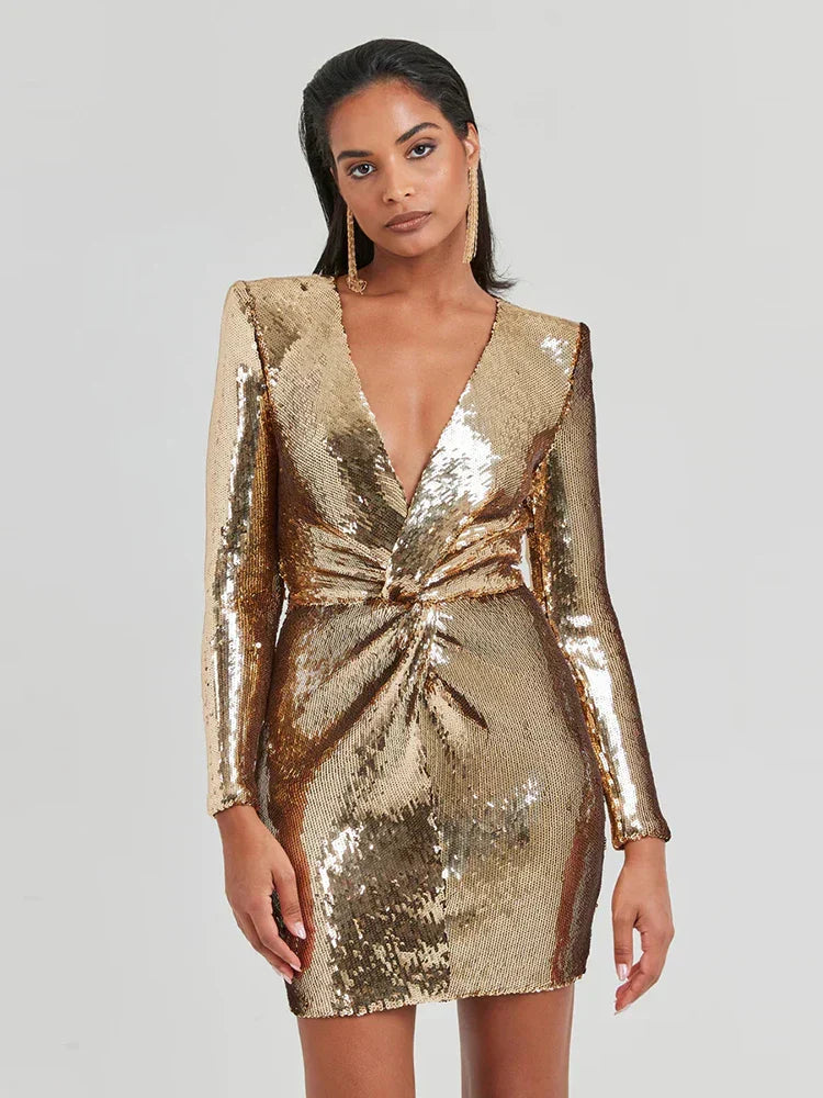 Clémence – Shimmering finish – Mini dress-Apparel & Accessories > Clothing > Dresses > Metallic Dresses-Cíelo Fióra Atelier