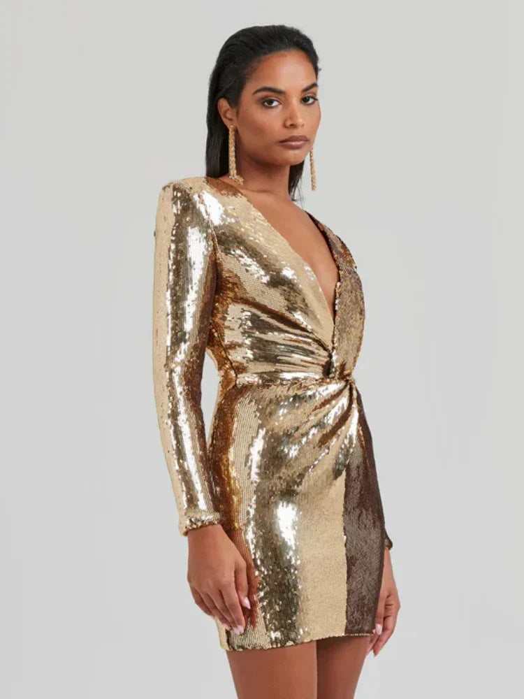 Clémence – Shimmering finish – Mini dress-Apparel & Accessories > Clothing > Dresses > Metallic Dresses-Cíelo Fióra Atelier