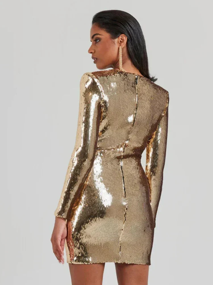 Clémence – Shimmering finish – Mini dress-Apparel & Accessories > Clothing > Dresses > Metallic Dresses-Cíelo Fióra Atelier