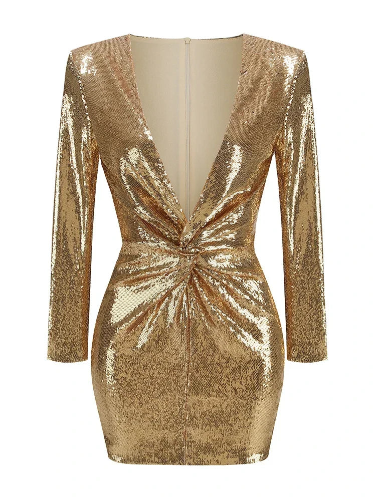 Clémence – Shimmering finish – Mini dress-Apparel & Accessories > Clothing > Dresses > Metallic Dresses-Cíelo Fióra Atelier