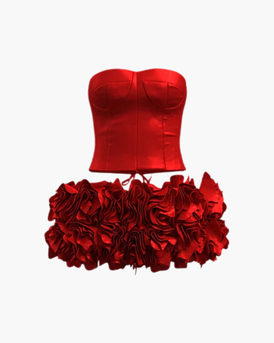 Clizia – Strapless corset top – Two-piece set-Apparel & Accessories > Clothing > Dresses > Skirt and Top Sets-Cíelo Fióra Atelier