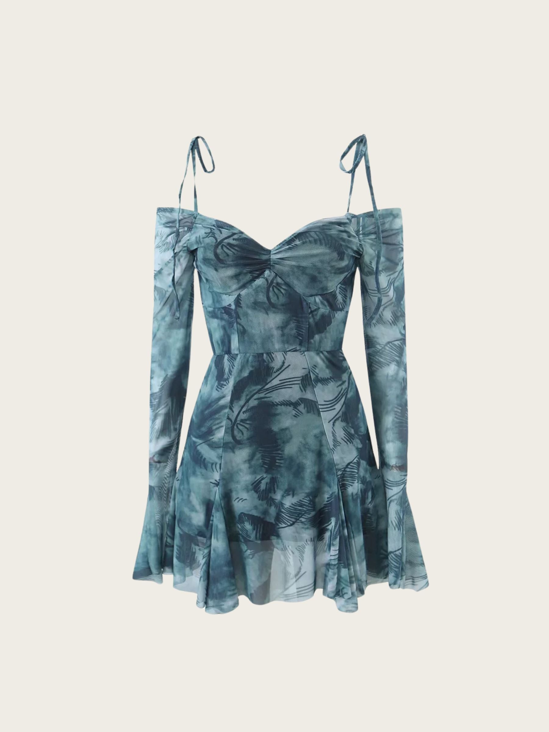 Clorinda – Off-shoulder design – Tie-dye dress-Apparel & Accessories > Clothing > Dresses > Casual Dresses-Cíelo Fióra Atelier