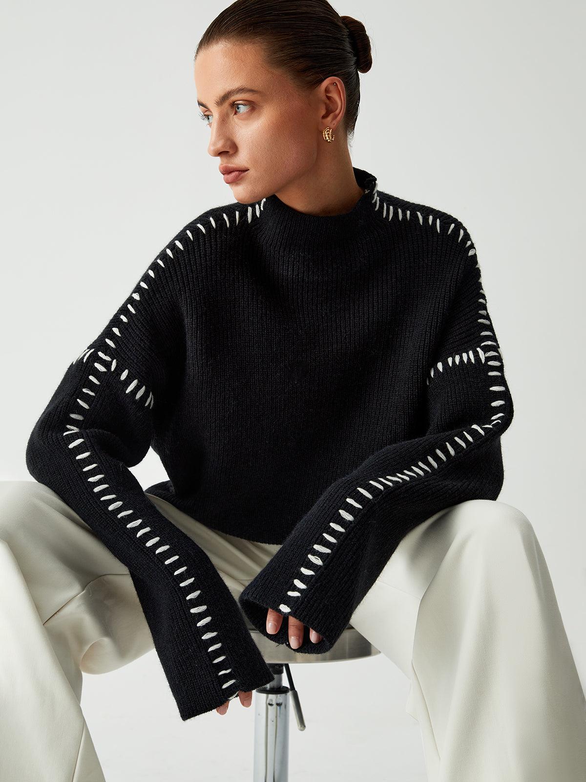 Dalia – Oversized design – Turtleneck sweater-Apparel & Accessories > Clothing > Sweaters > Turtleneck Sweaters-Cíelo Fióra Atelier