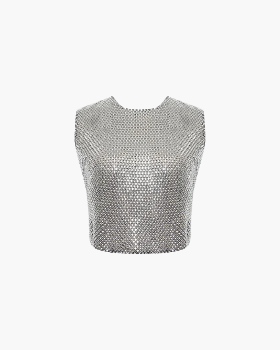 Diamanté – Backless design – Rhinestone tank-Apparel & Accessories > Clothing > Tops > Tank Tops-Cíelo Fióra Atelier