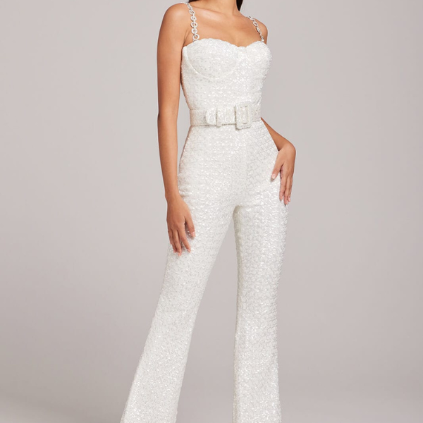 Eléa – Corseted structure – Elegant jumpsuit-Apparel & Accessories > Clothing > Jumpsuits & Rompers > Evening Jumpsuits-Cíelo Fióra Atelier