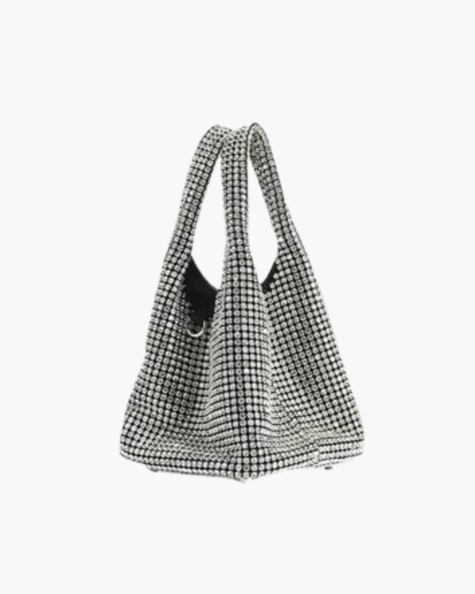 Eloise – Rhinestone embellishments – Mini bucket bag-Apparel & Accessories > Handbags > Evening Bags > Bucket Bags-Cíelo Fióra Atelier