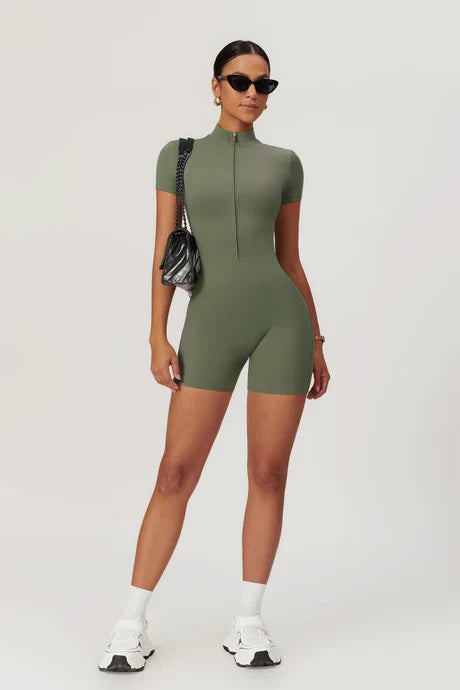 Enrica – Four-way stretch – Sculpting workout romper-Apparel & Accessories > Clothing > Activewear > Rompers > Sculpting Rompers-Cíelo Fióra Atelier