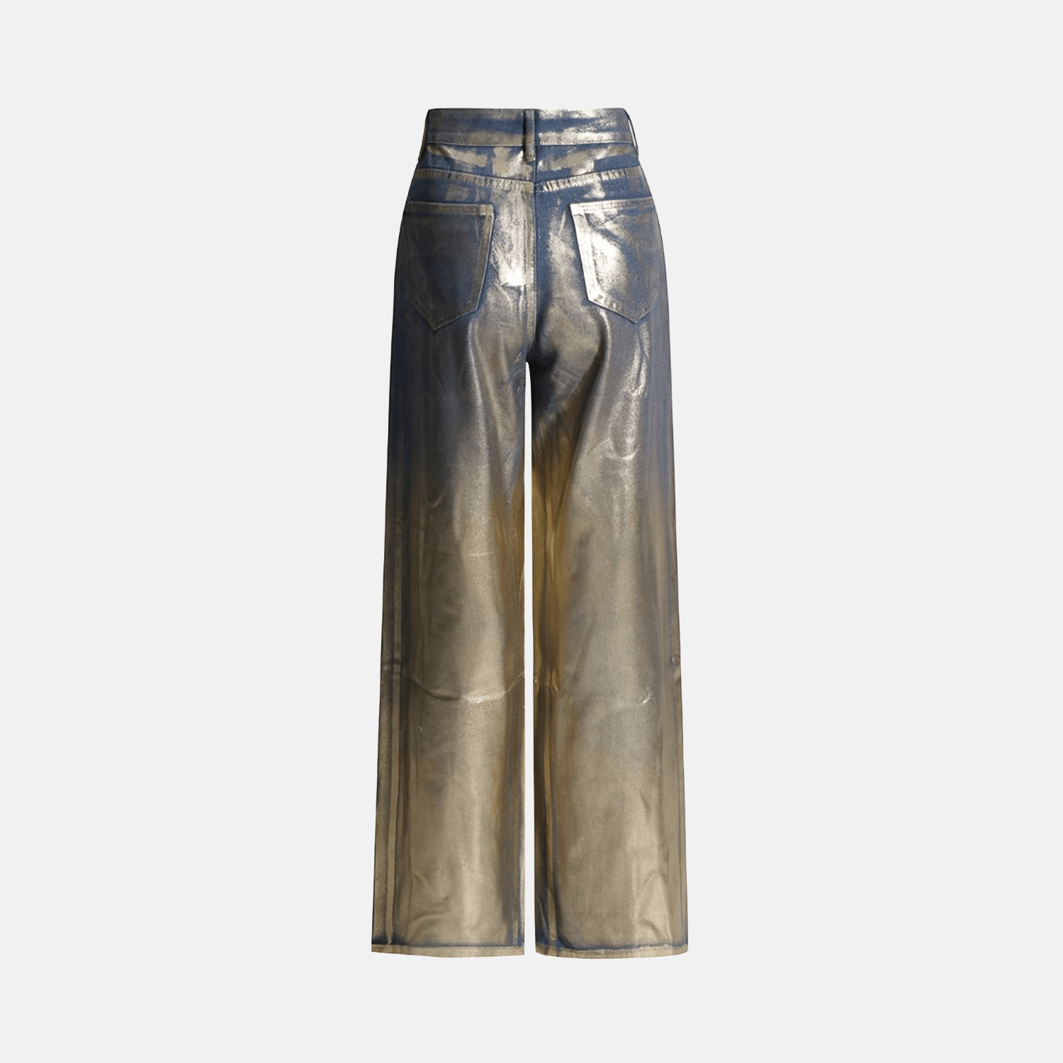 Erynia metallic gold trousers – high-waisted – wide-leg cut – dazzling statement finish-Apparel & Accessories > Clothing > Pants > Statement Pants-Cíelo Fióra Atelier