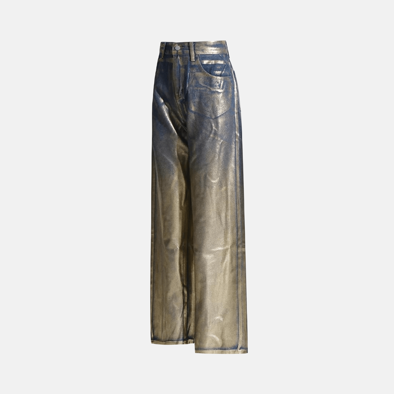 Erynia metallic gold trousers – high-waisted – wide-leg cut – dazzling statement finish-Apparel & Accessories > Clothing > Pants > Statement Pants-Cíelo Fióra Atelier