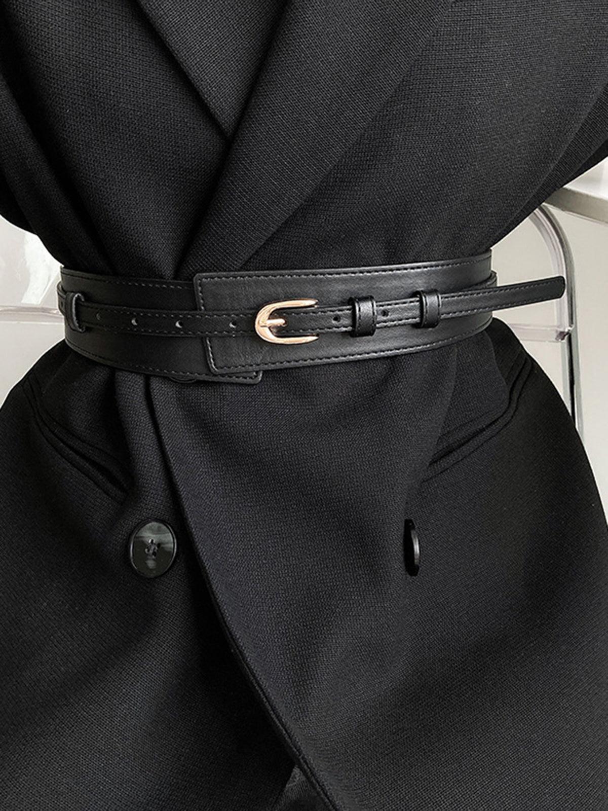 Esmarie – Matte black finish – Leather belt-Apparel & Accessories > Clothing Accessories > Belts > Dress Belts-Cíelo Fióra Atelier