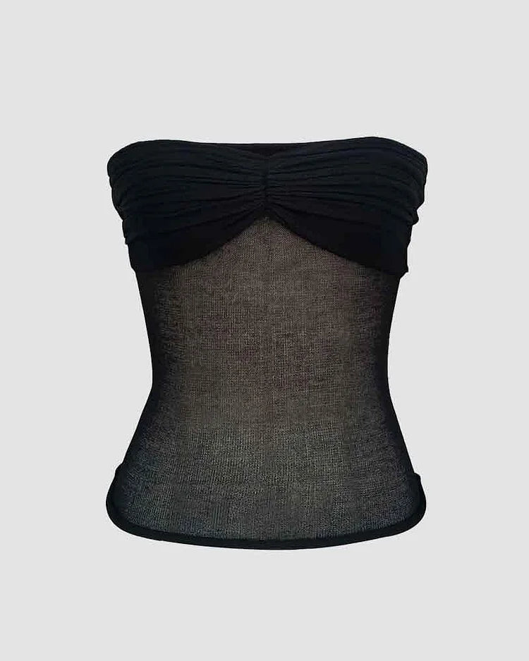 Esmé – Sleek tube design – Mesh bralet top-Apparel & Accessories > Clothing > Tops > Crop Tops-Cíelo Fióra Atelier