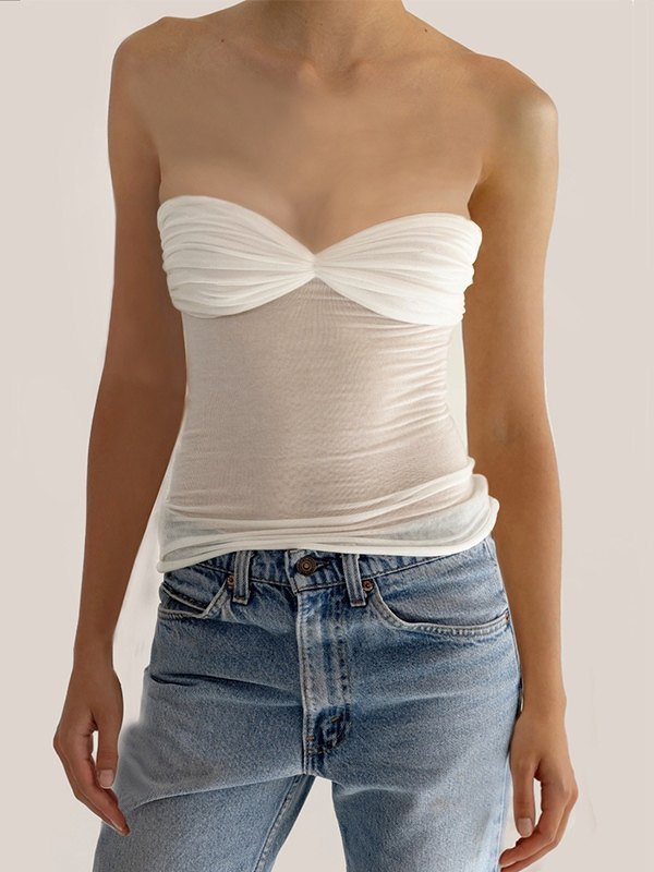 Esmé – Sleek tube design – Mesh bralet top-Apparel & Accessories > Clothing > Tops > Crop Tops-Cíelo Fióra Atelier