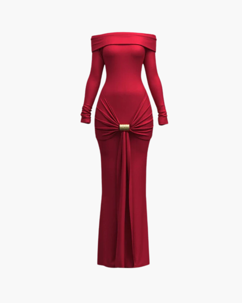 Eugénia – Ruched waist – Brown gown-Apparel & Accessories > Clothing > Dresses > Formal Dresses-Cíelo Fióra Atelier