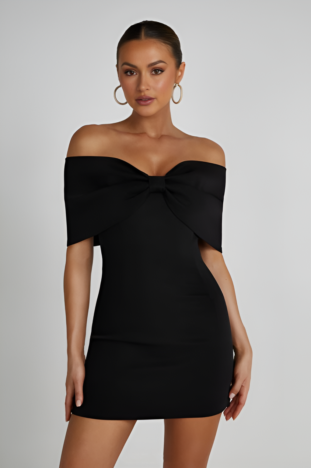 Faelina – Off-the-shoulder – Bow-accent dress-Apparel & Accessories > Clothing > Dresses > Cocktail Dresses-Cíelo Fióra Atelier