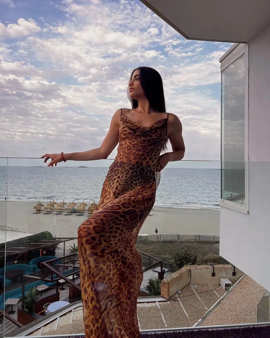 Feliciana – Adjustable belt – Leopard maxi dress-Apparel & Accessories > Clothing > Dresses > Beach Dresses-Cíelo Fióra Atelier